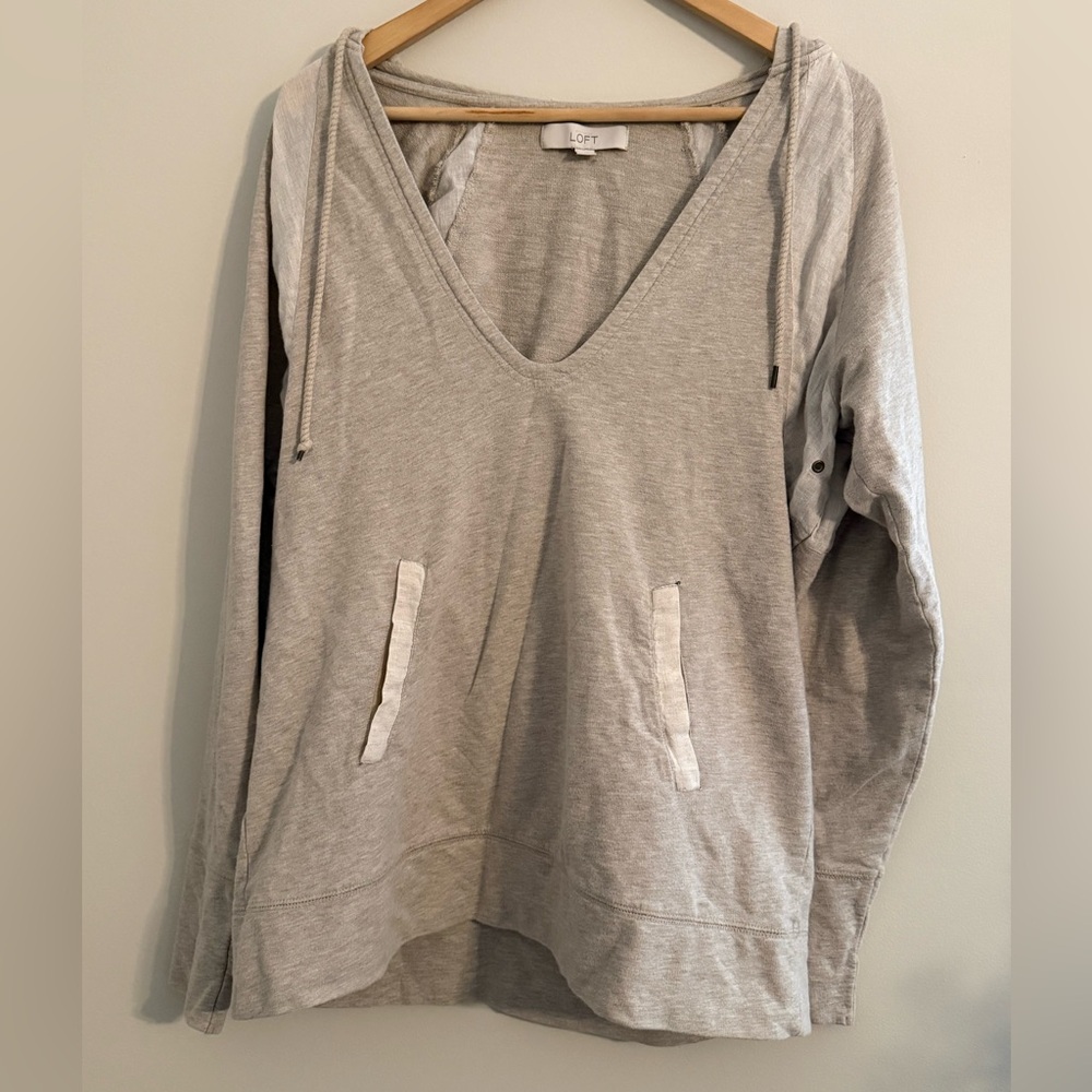 LOFT V-Neck Hoodie with Front Pockets